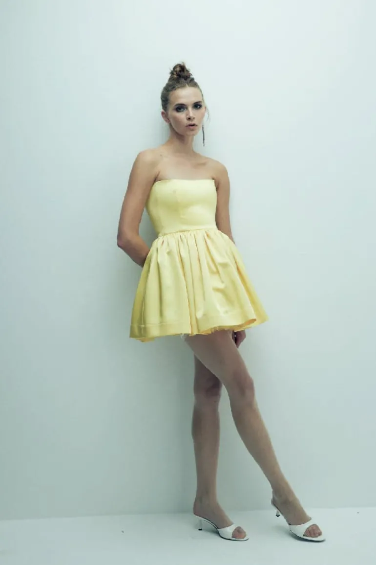 Dresses | Mini Dresses<CULT MIA SIBBY STRAPLESS SATIN MINI DRESS Marigold