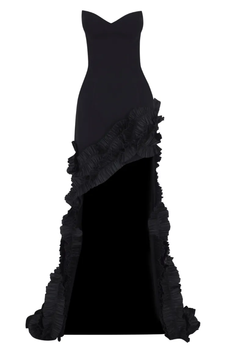 Dresses | Gowns<CULT MIA SIDNEY RUFFLED STRAPLESS MERMAID GOWN Black