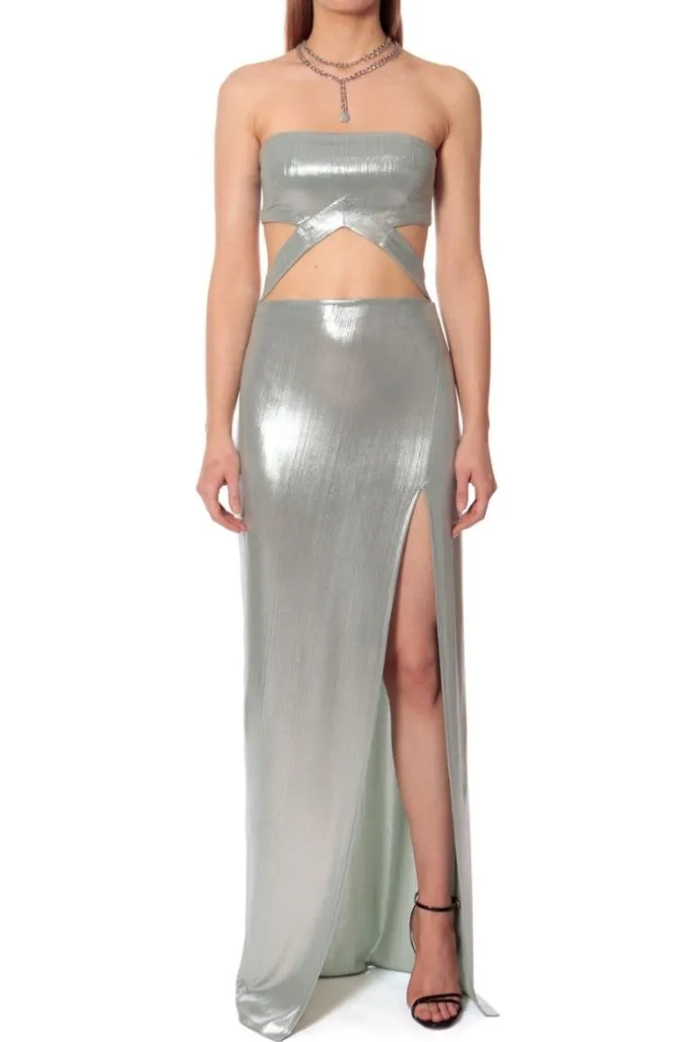 Dresses<CULT MIA SIDNEY SAGE CUT-OUT MAXI DRESS Silver
