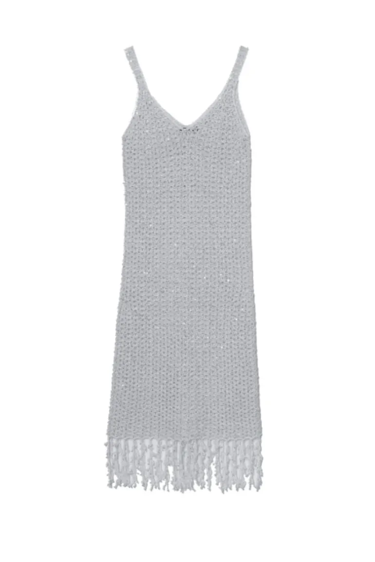 Dresses | Midi Dresses<CULT MIA SEQUIN CROCHET MINI DRESS Silver