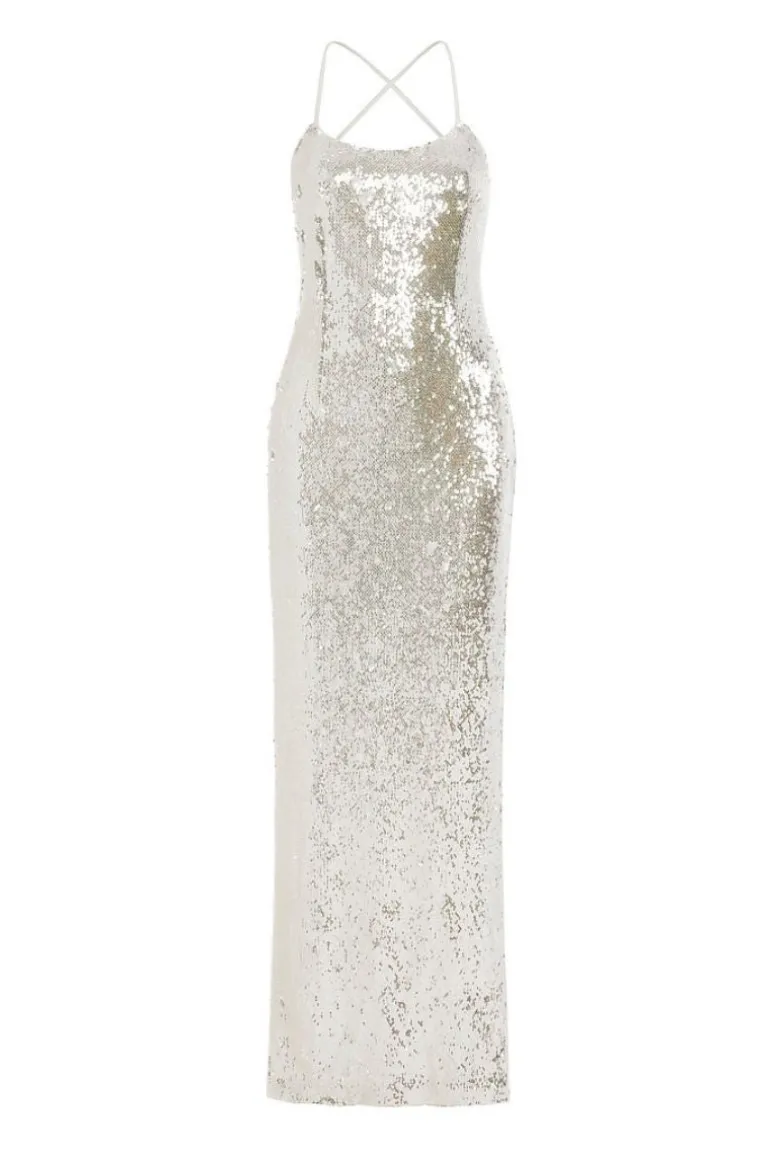 Dresses | Gowns<CULT MIA SPARKLING OPEN BACK GOWN Silver