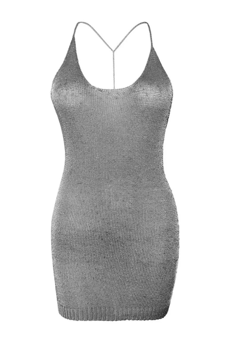Dresses | Mini Dresses<CULT MIA SPARKLY KNIT MINI DRESS Silver
