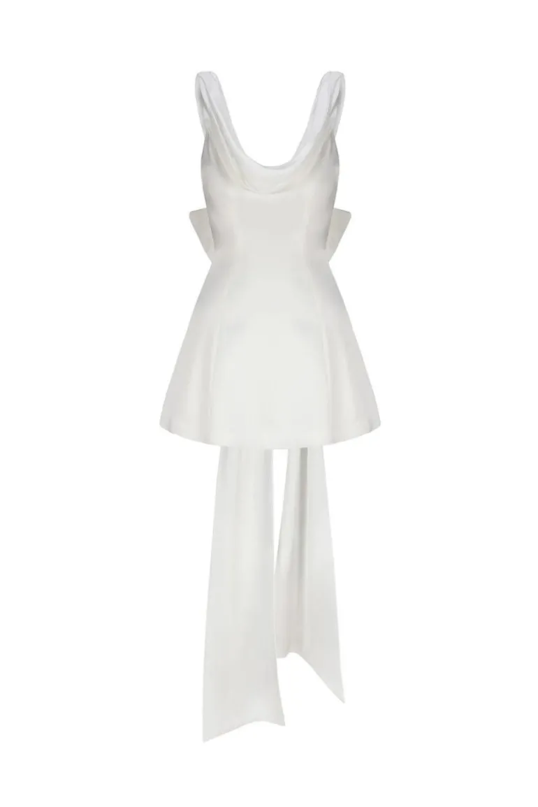Dresses | Mini Dresses<CULT MIA SILVIA SILK BOW MINI DRESS White