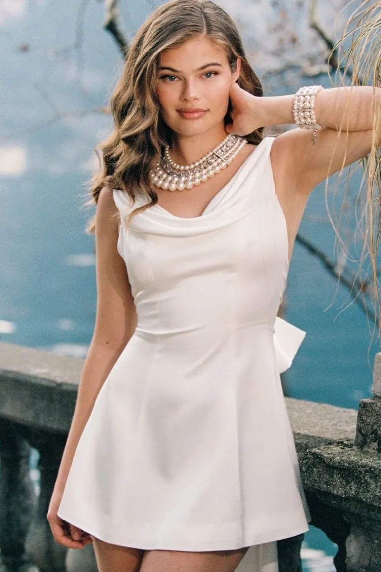 Dresses | Mini Dresses<CULT MIA SILVIA SILK BOW MINI DRESS White