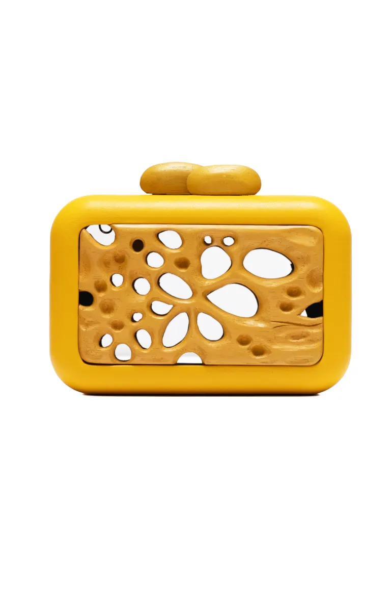 Clutch Bags<CULT MIA SIMETRIS HONEYCOMB ACRYLIC CLUTCH Yellow