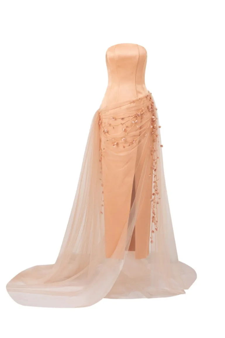Dresses | Midi Dresses<CULT MIA SIMONE SILK TAFFETA DRESS Beige Orange