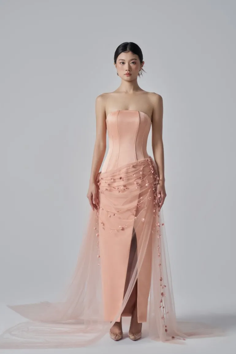 Dresses | Midi Dresses<CULT MIA SIMONE SILK TAFFETA DRESS Beige Orange