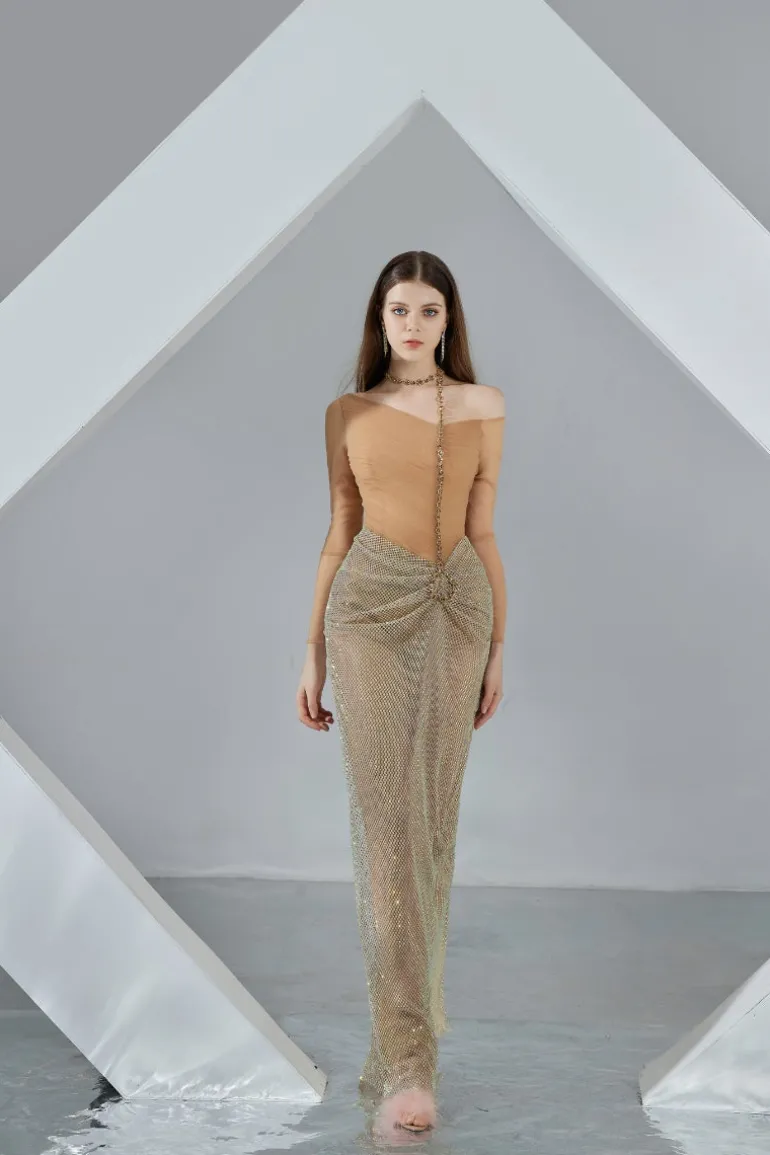 Dresses | Gowns<CULT MIA SKYLA ORGANZA BODYCON MAXI DRESS Brown