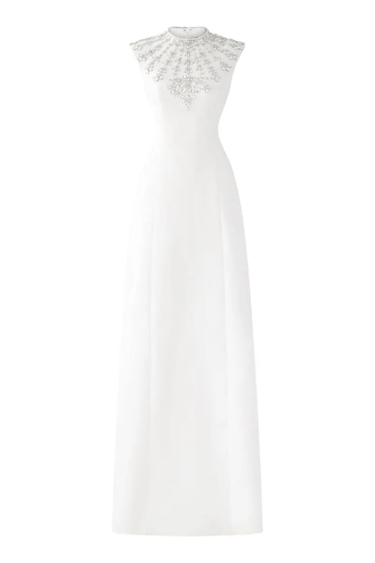 Dresses | Gowns<CULT MIA SLEEVELESS BODYCON FULL DRESS WITH STONE EMBELLISHMENT White