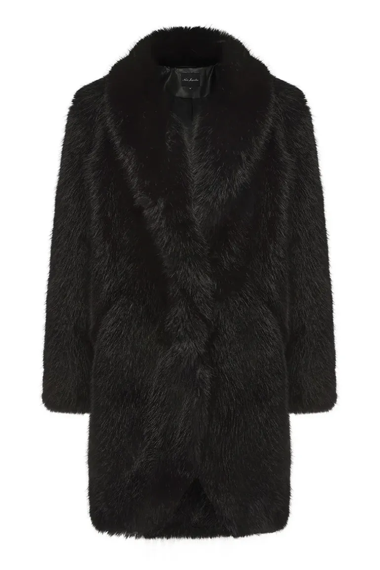 Coats<CULT MIA SOFIA FUR COAT IN Black