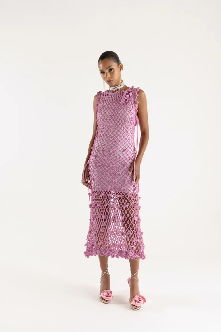 Dresses | Midi Dresses<CULT MIA SOFIA HANDMADE KNIT MIDI DRESS Pink