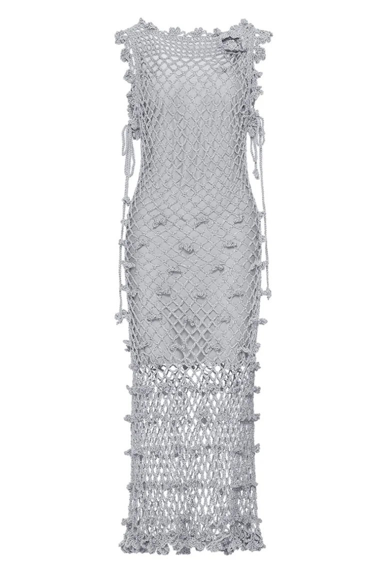 Dresses | Midi Dresses<CULT MIA SOFIA HANDMADE CROCHET MIDI DRESS Silver