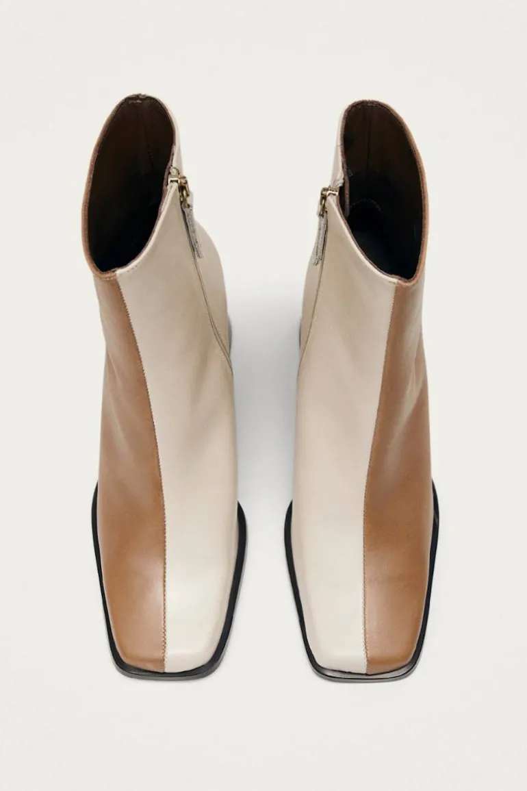 Boots<CULT MIA SOUTH BICOLOR LEATHER ANKLE BOOTS IN CAMEL BEIGE