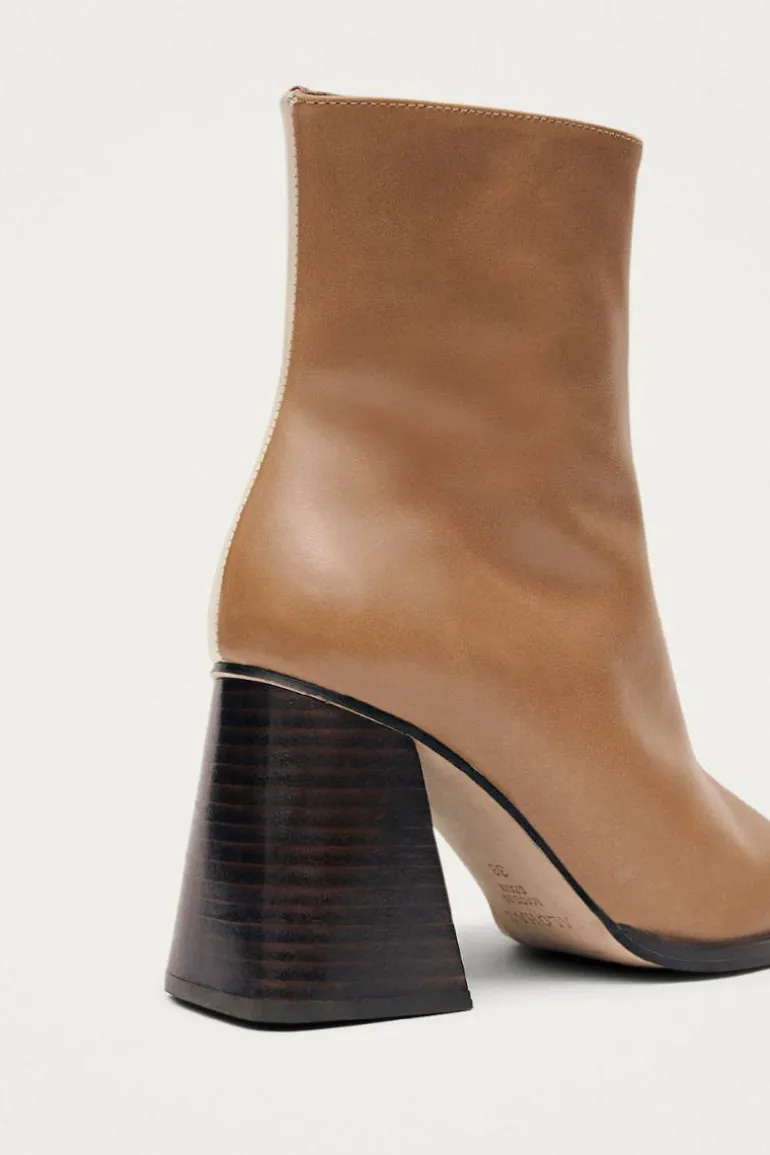 Boots<CULT MIA SOUTH BICOLOR LEATHER ANKLE BOOTS IN CAMEL BEIGE