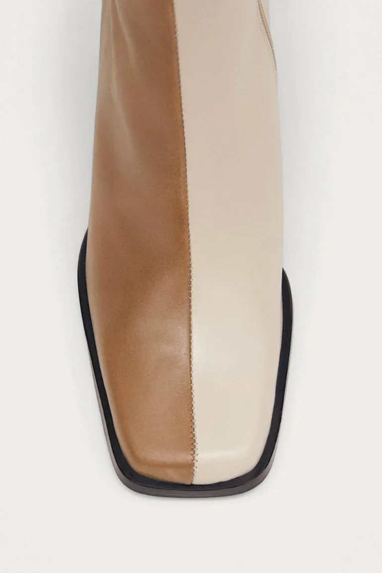 Boots<CULT MIA SOUTH BICOLOR LEATHER ANKLE BOOTS IN CAMEL BEIGE