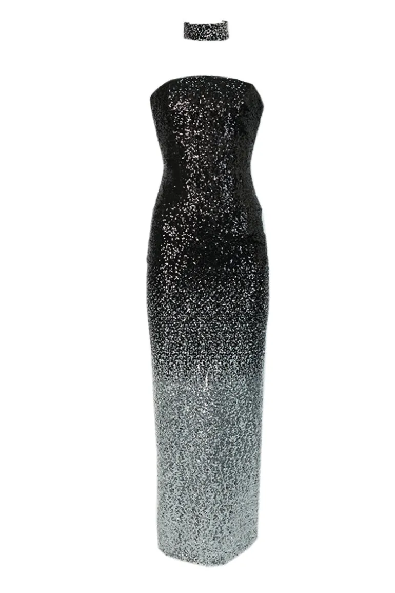 Dresses | Gowns<CULT MIA SPARKLING OMBRE TUBE GOWN Black Ombre