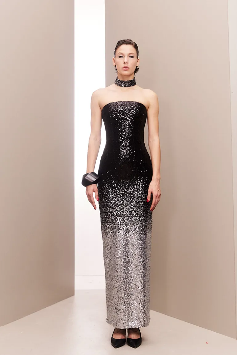 Dresses | Gowns<CULT MIA SPARKLING OMBRE TUBE GOWN Black Ombre
