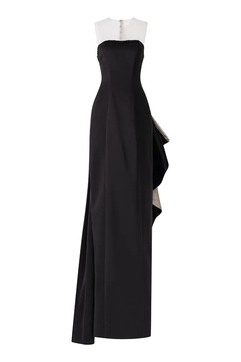 Dresses<CULT MIA STELLA SILK SATIN BOW TIE DRESS Black