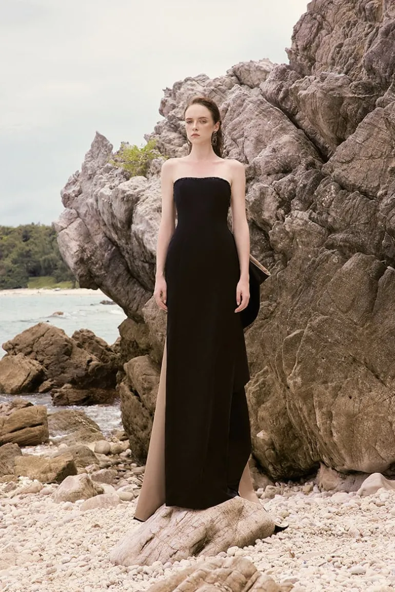 Dresses<CULT MIA STELLA SILK SATIN BOW TIE DRESS Black