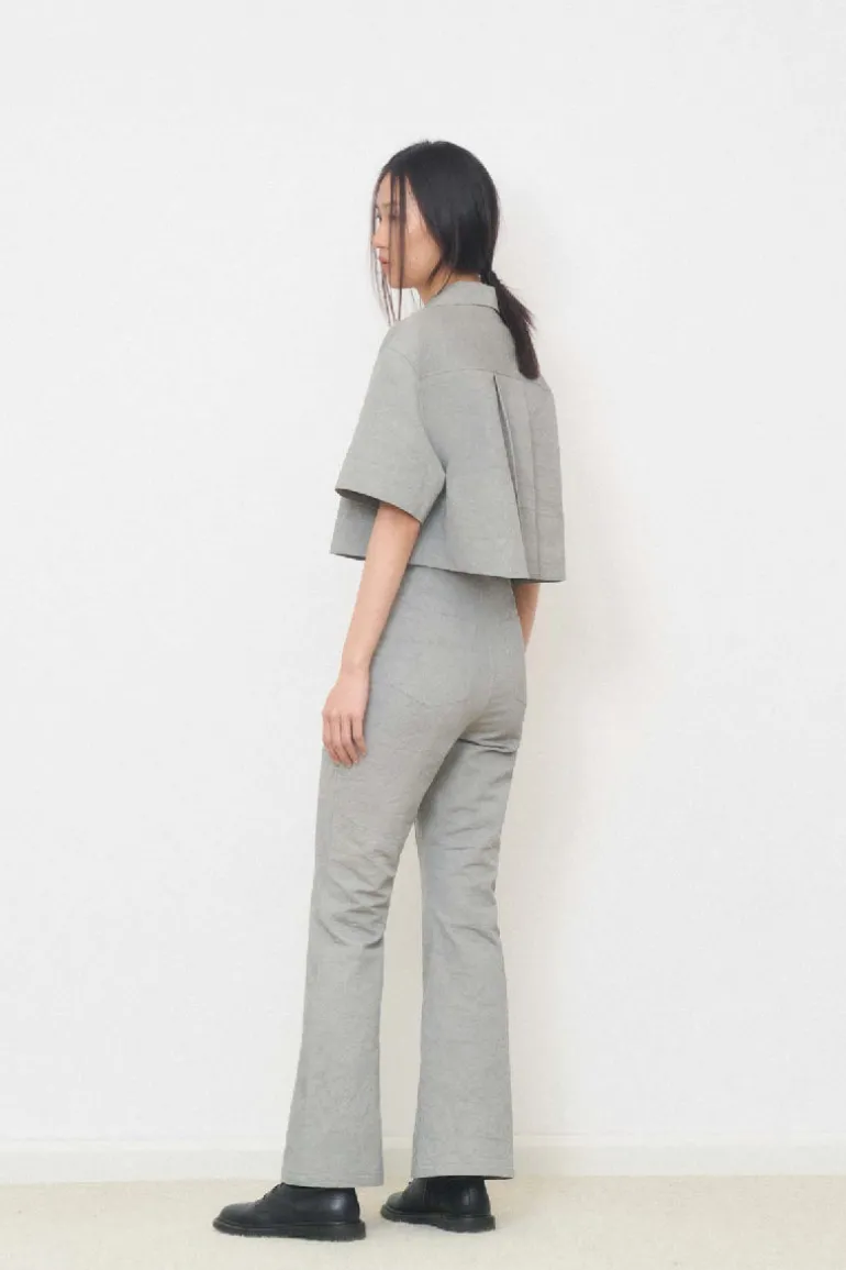 Pants<CULT MIA STRAIGHT-LEG PANTS WITH REVERSE FRONT PLEATS IN Gray