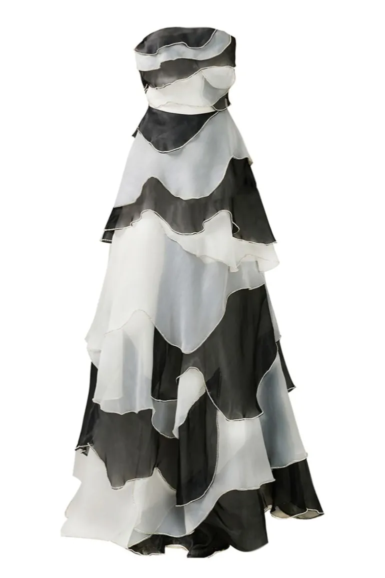 Dresses<CULT MIA STRAPLESS AND GRAY FLOOR LENGTH DRESS Black