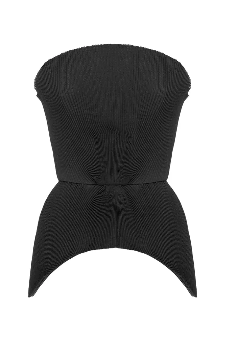 Tops<CULT MIA STRAPLESS PEPLUM TOP Black