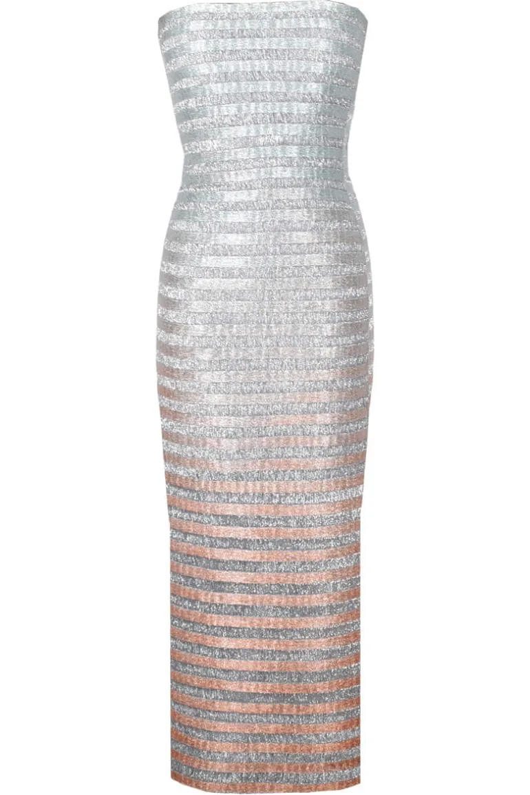 Dresses<CULT MIA STRAPLESS GRADIENT MAXI DRESS Pink-Blue