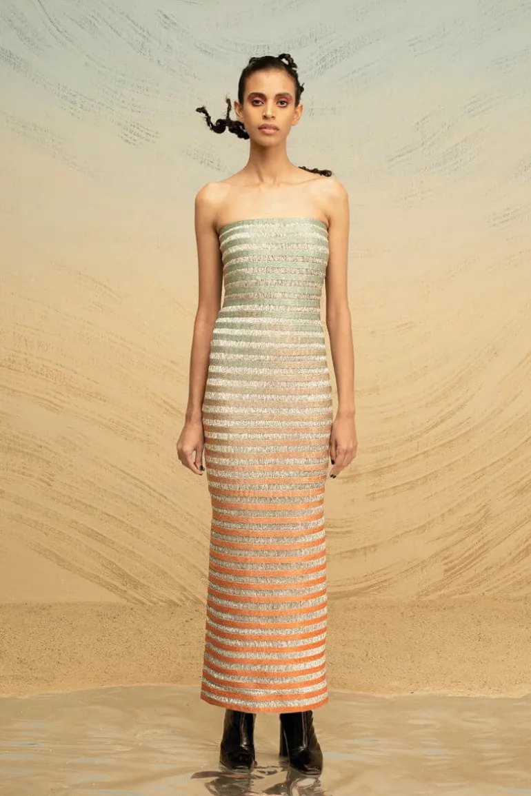 Dresses<CULT MIA STRAPLESS GRADIENT MAXI DRESS Pink-Blue