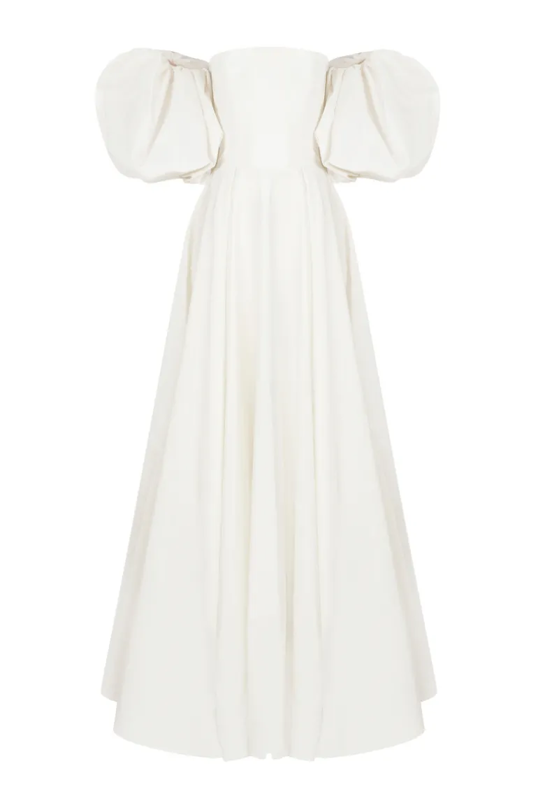 Dresses | Gowns<CULT MIA STRAPLESS MAXI CORSET DRESS WITH REMOVABLE PUFFY SLEEVES Ecru