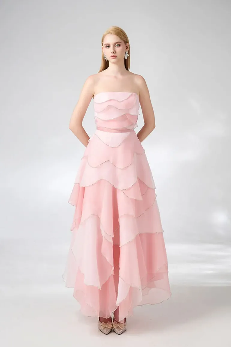 Dresses | Midi Dresses<CULT MIA STRAPLESS LAYERED MIDI DRESS Pink