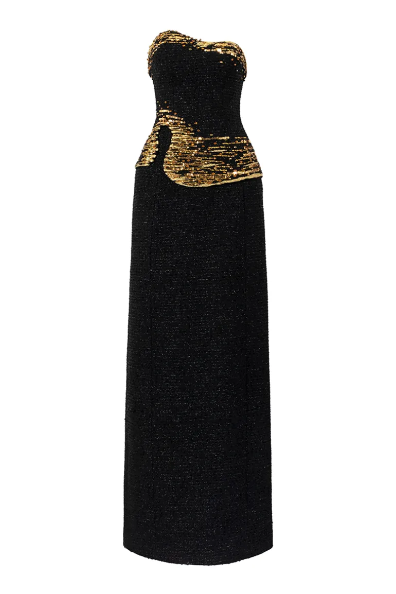 Dresses | Gowns<CULT MIA STRAPLESS STRAIGHT GOWN Black