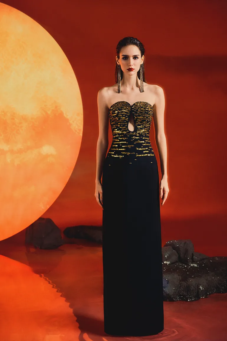 Dresses | Gowns<CULT MIA STRAPLESS TEARDROP GOWN Black
