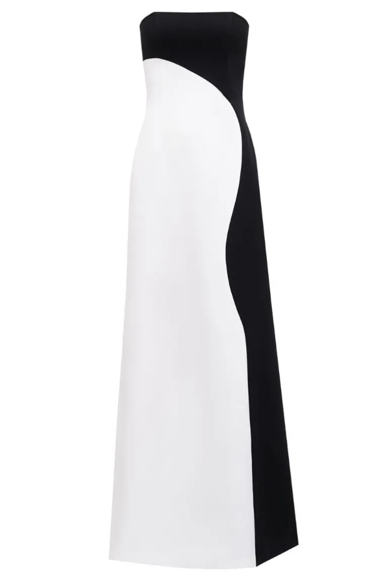 Dresses<CULT MIA STRAPLESS TWO-TONED MAXI DRESS White/Black