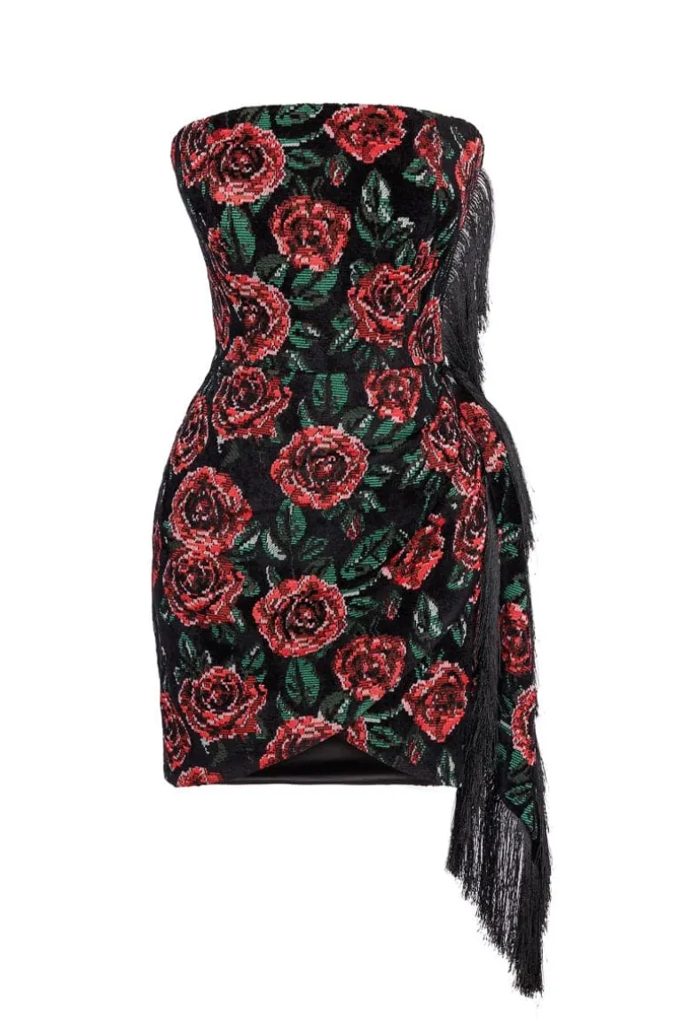 Dresses | Mini Dresses<CULT MIA STRAPLESS WRAPPED CORDUROY ROSE MINI DRESS Multicolor