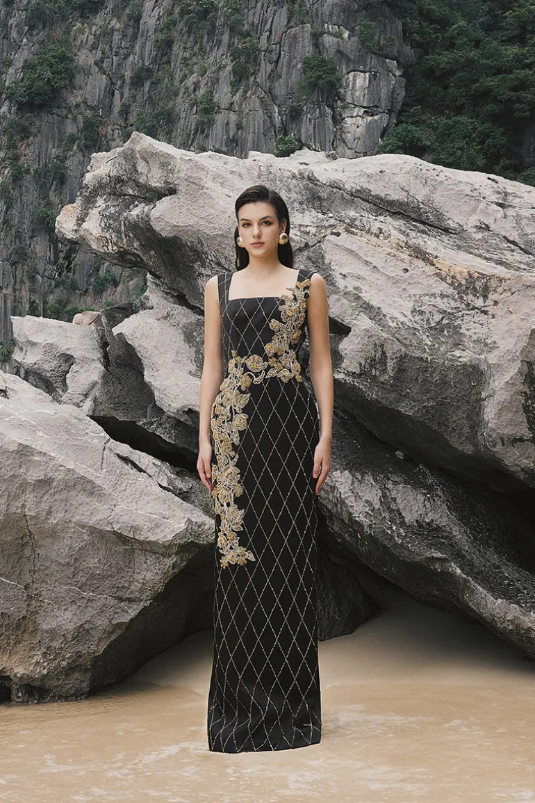Dresses | Gowns<CULT MIA STRAPPY FISH NET CRYSTALLINE STRAIGHT DRESS Black