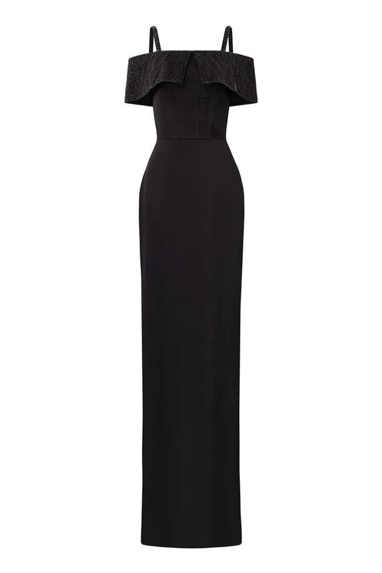 Dresses | Gowns<CULT MIA STRAPS DRESS WITH WRAP AROUND SHOULDER DETAIL Black