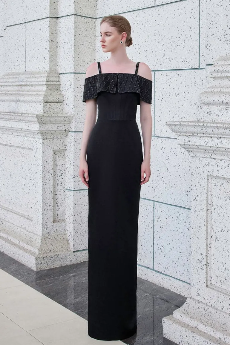 Dresses | Gowns<CULT MIA STRAPS DRESS WITH WRAP AROUND SHOULDER DETAIL Black
