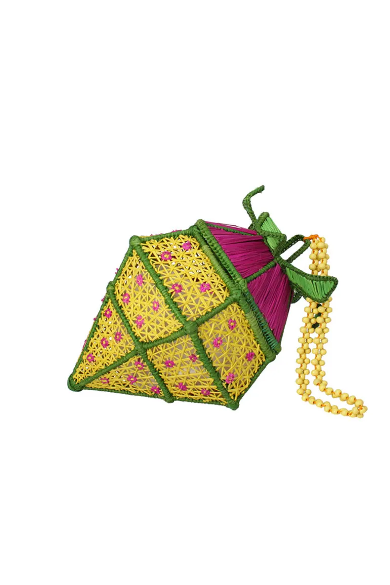 Top Handle Bags<CULT MIA STRAWBERRY FIELDS FOREVER HANDBAG Yellow and Pink