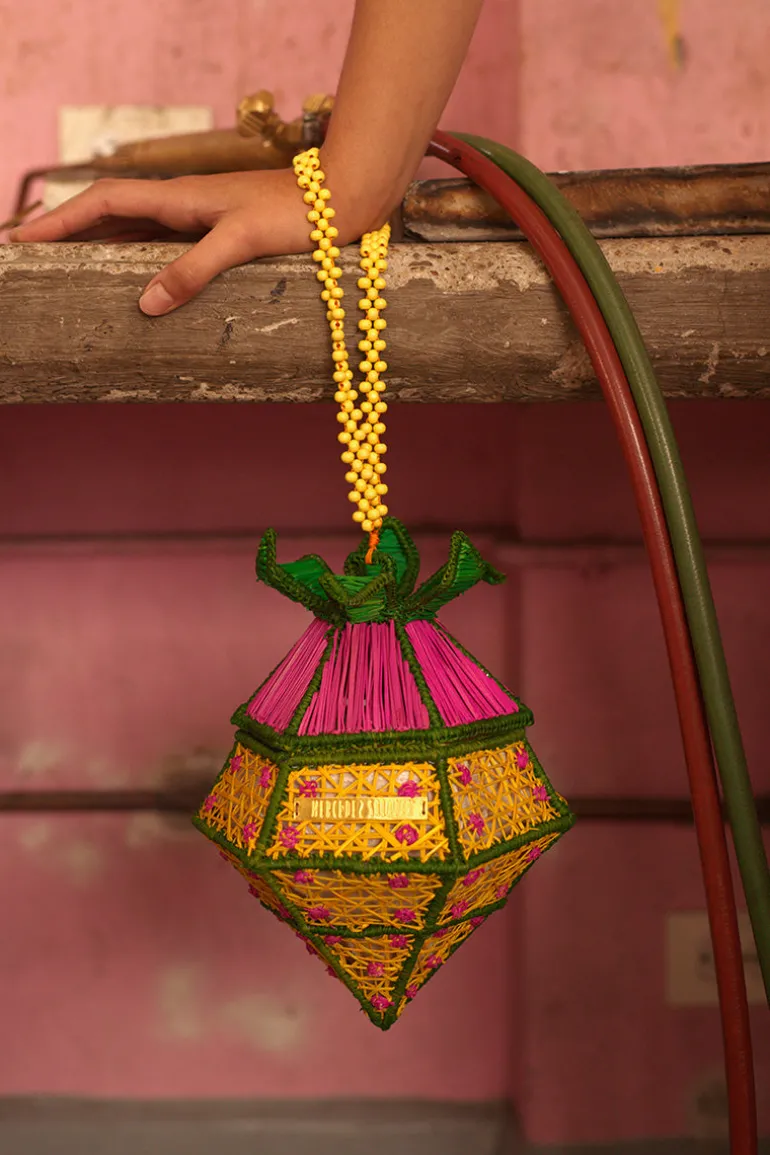 Top Handle Bags<CULT MIA STRAWBERRY FIELDS FOREVER HANDBAG Yellow and Pink