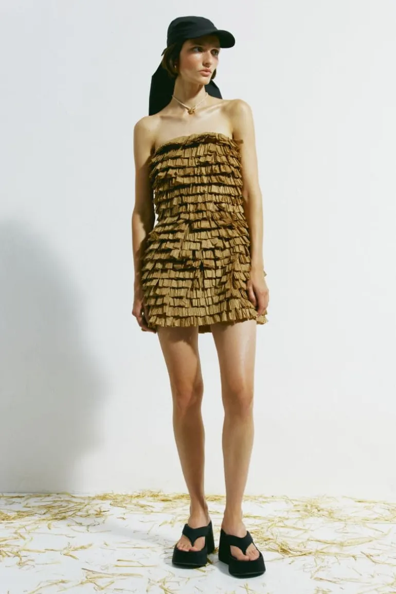 Dresses | Mini Dresses<CULT MIA STRIKHA GOLDEN MINI DRESS Golden Brown