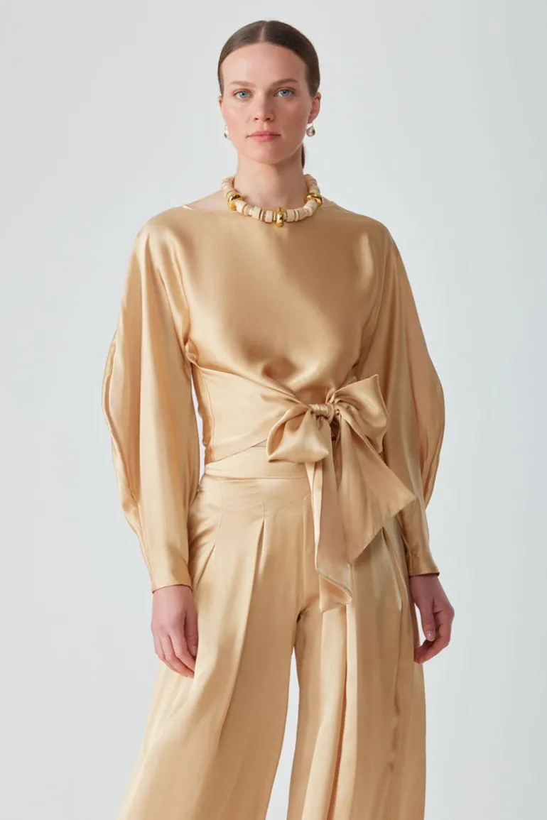 Pants<CULT MIA SUFIA SILK PANT IN Saffron