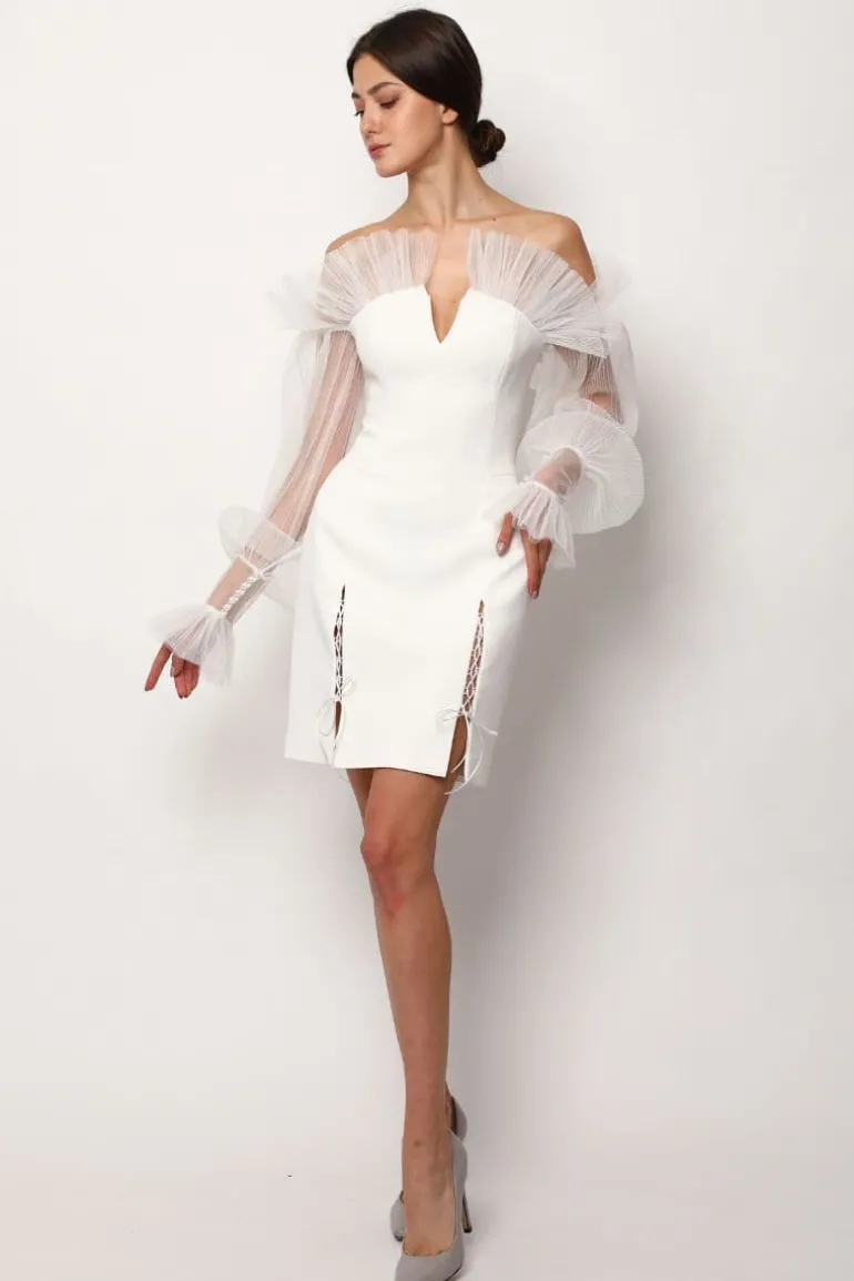 Dresses | Mini Dresses<CULT MIA SWAN STRAPLESS V-NECK MINIDRESS White