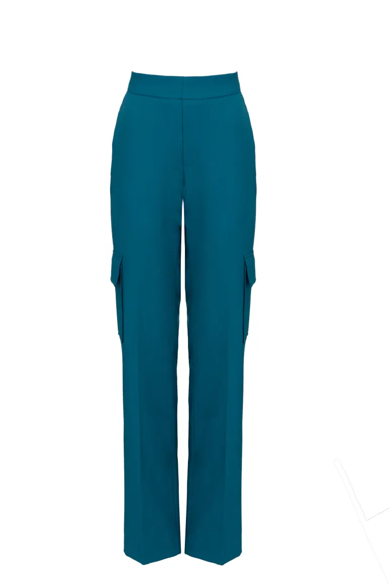 Pants<CULT MIA TAILORED HIGH-RISE WOOL BLEND TROUSERS Blue