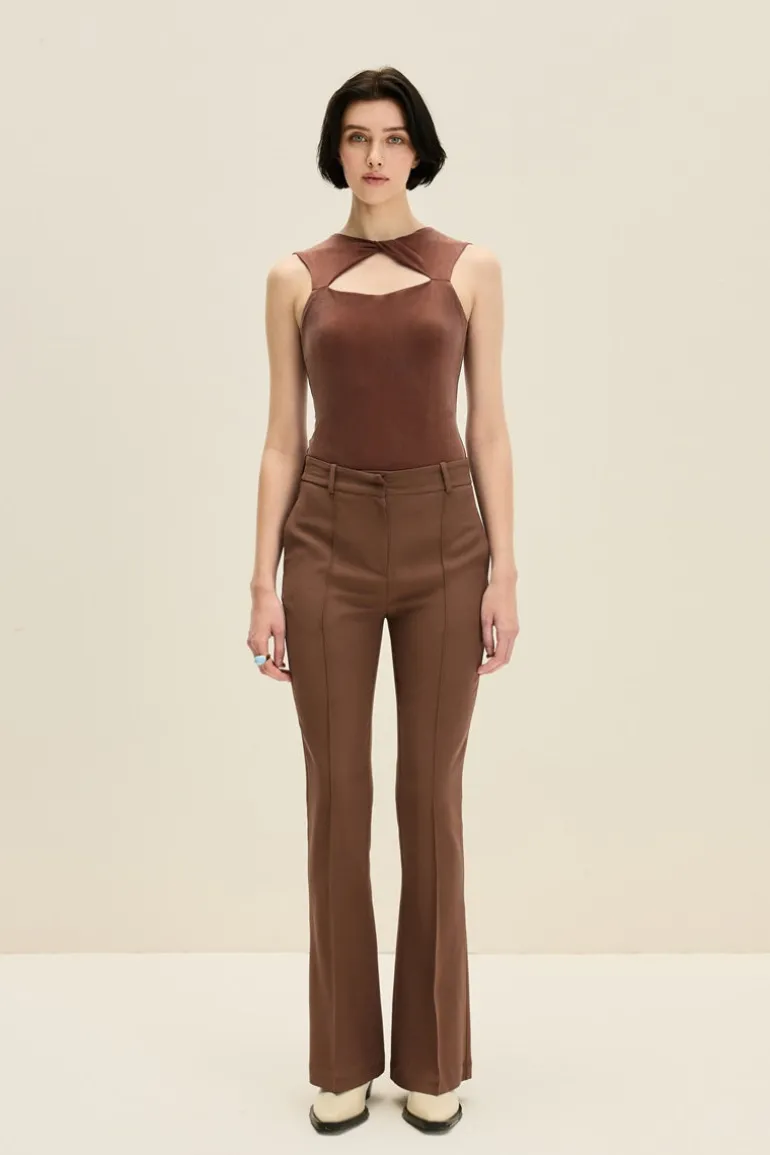 Pants<CULT MIA TAILORED PANTS IN Chocolate Brown