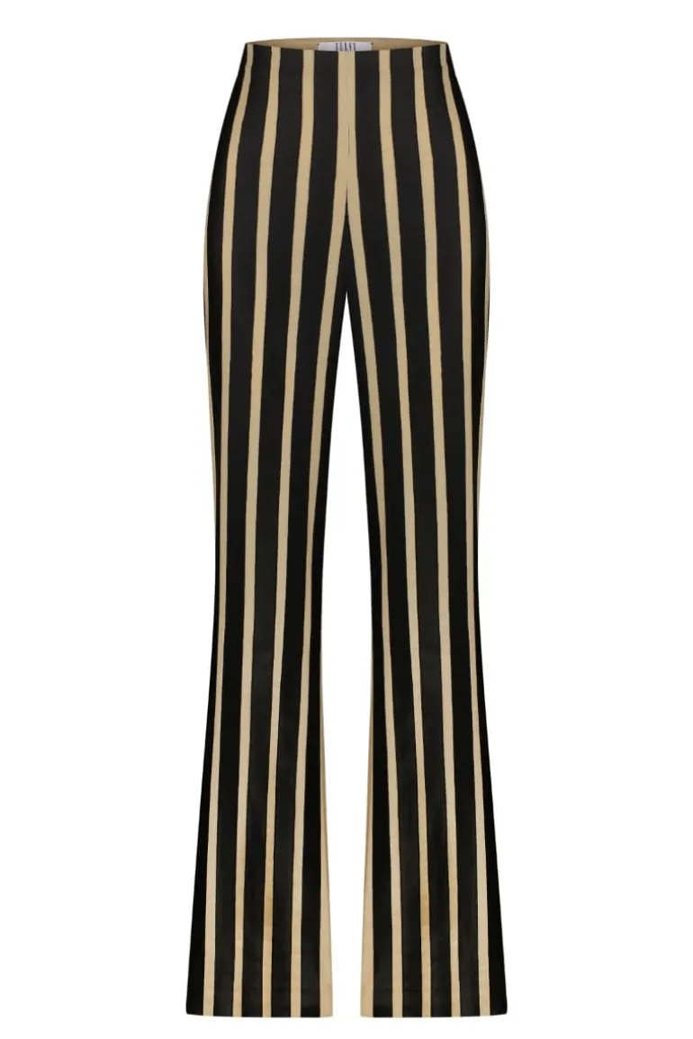 Pants<CULT MIA TES STRIPED HIGH-RISE STRAIGHT LEG PANTS Black/Beige