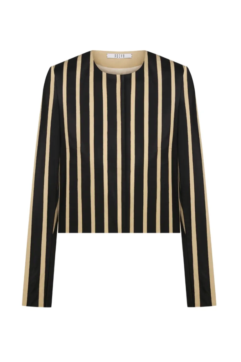 Jackets<CULT MIA TES STRIPED STRAIGHT JACKET Black/Beige