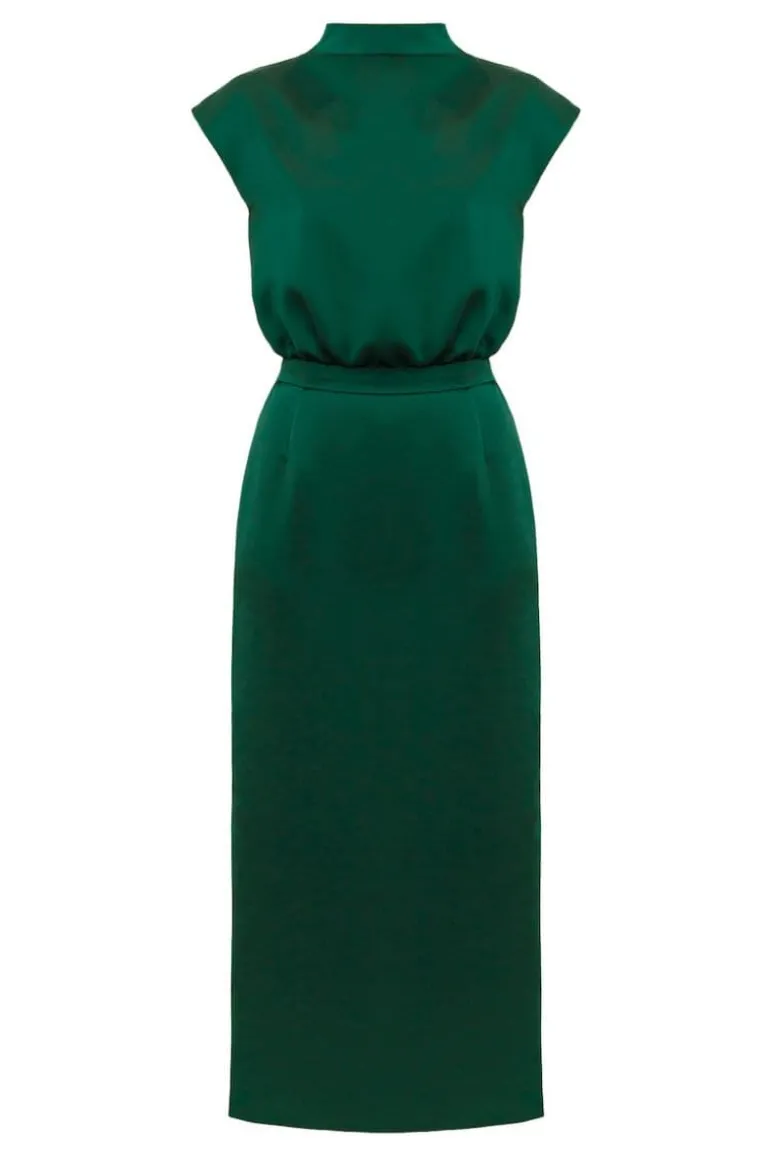 Dresses | Midi Dresses<CULT MIA TESSA SATIN KIMONO SLEEVES COCKTAIL MIDI DRESS Green