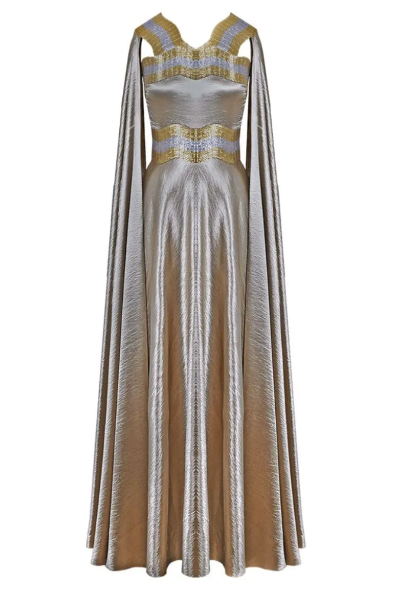 Dresses | Gowns<CULT MIA TEXTURED SATIN GOLD KAFTAN GOWN Champagne Gold