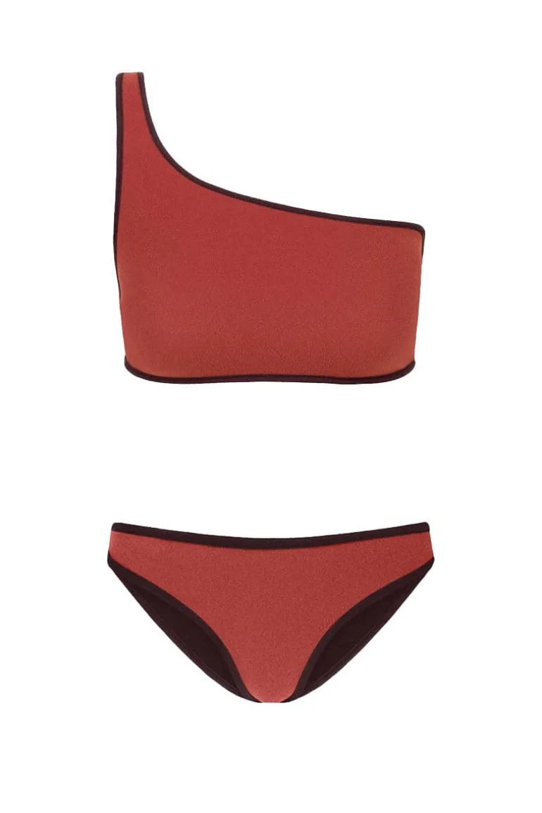 Swimwear<CULT MIA THE COCO TERRY ASYMMETRICAL TOP AND BRIEF REVERSIBLE BIKINI Coco/Rosewood