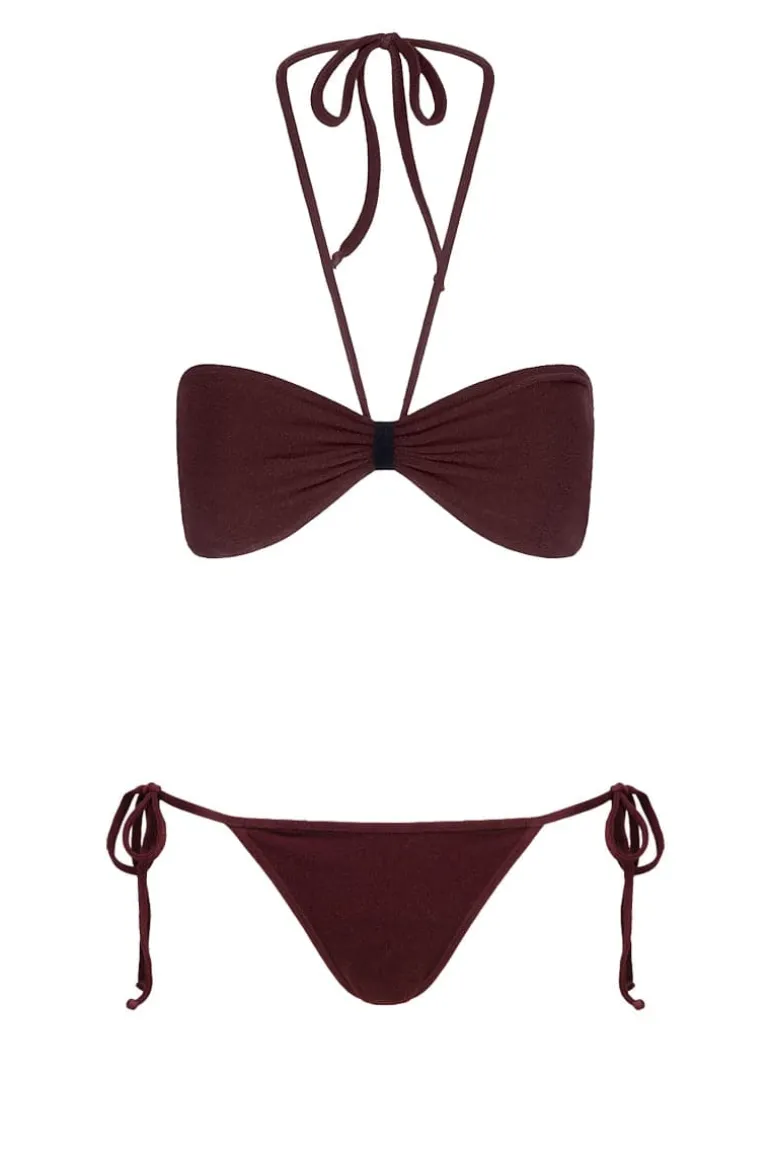 Swimwear<CULT MIA THE COCO TERRY STRAPLESS TOP AND BRIEF REVERSIBLE BIKINI Coco/Black